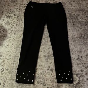 Lisette black midi pants with pearls at the bottom